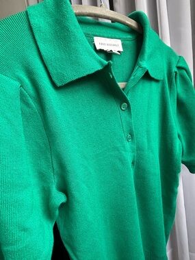 Free Assembly Women's Emerald Green Polo Knit Top